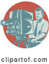 Vector of a Camera Guy Working over a Red Circle by Patrimonio