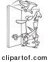 Vector of a Cartoon Anvil Falling on a Businessman in a Doorway - Outlined Coloring Page Drawing by Toonaday