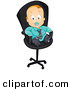 Vector of a Cartoon Baby Boy Sucking on Pacifier While Wearing a Suit and Sitting on an Office Chair by BNP Design Studio