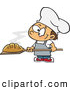 Vector of a Cartoon Baker Boy Posing with Hot, Fresh Bread Loaf by Toonaday