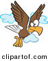 Vector of a Cartoon Bald Eagle Flying with Clouds by Toonaday