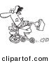 Vector of a Cartoon Black Businessman Riding a Trike to Work - Coloring Page Outline by Toonaday