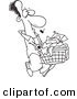 Vector of a Cartoon Black Man Carrying a Laundry Basket - Outlined Coloring Page by Toonaday