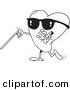Vector of a Cartoon Blind Love Heart - Coloring Page Outline by Toonaday