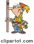 Vector of a Cartoon Blond Handy Woman Holding a Board by Toonaday