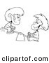 Vector of a Cartoon Boy and Girl on a Teeter Totter - Coloring Page Outline by Toonaday