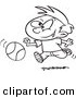 Vector of a Cartoon Boy Dribbling a Basketball - Coloring Page Outline by Toonaday