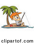 Vector of a Cartoon Boy Fishing by Himself on a Lonely Tropical Island by Toonaday