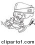 Vector of a Cartoon Boy Hockey Player - Outlined Coloring Page by Toonaday