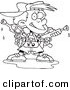 Vector of a Cartoon Boy Holding Two Soaker Guns - Coloring Page Outline by Toonaday