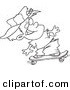 Vector of a Cartoon Boy Skateboarding - Coloring Page Outline by Toonaday