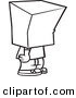 Vector of a Cartoon Boy Standing with a Bag over His Head - Coloring Page Outline by Toonaday