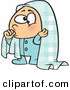 Vector of a Cartoon Boy Sucking His Thumb with a Blanket over His Head by Toonaday
