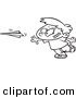 Vector of a Cartoon Boy Throwing a Paper Plane - Outlined Coloring Page by Toonaday