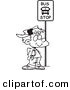 Vector of a Cartoon Boy Waiting at a School Bus Stop - Coloring Page Outline by Toonaday