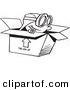 Vector of a Cartoon Boy Wearing Goggles and Pretending to Fly in a Box - Coloring Page Outline by Toonaday