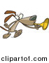Vector of a Cartoon Brown Dog Playing a Horn by Toonaday