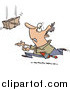 Vector of a Cartoon Business Man Rushing to Catch a Falling Fragile Box by Toonaday