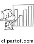 Vector of a Cartoon Businessboy Pointing to a Bar Graph - Coloring Page Outline by Toonaday