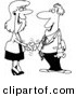 Vector of a Cartoon Businessman and Woman Shaking Hands - Outlined Coloring Page by Toonaday
