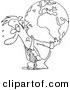 Vector of a Cartoon Businessman Carrying a Burden Globe on His Back - Outlined Coloring Page Drawing by Toonaday