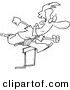 Vector of a Cartoon Businessman Leaping over a Hurdle - Outlined Coloring Page by Toonaday