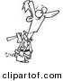 Vector of a Cartoon Businessman Walking with an Axe in His Back - Coloring Page Outline by Toonaday
