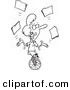 Vector of a Cartoon Businesswoman Juggling File Folders on a Unicycle - Coloring Page Outline by Toonaday