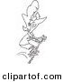 Vector of a Cartoon Businesswoman Jumping on a Pogo Stick - Outlined Coloring Page by Toonaday