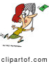 Vector of a Cartoon Businesswoman Running After Flying Money with a Net by Toonaday