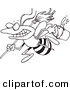 Vector of a Cartoon Busy Janitorial Bee - Coloring Page Outline by Toonaday