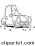 Vector of a Cartoon Car with a Cracked Windshield - Coloring Page Outline by Toonaday