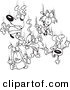 Vector of a Cartoon Cartoon Black and White Outline Design of Cats and Dogs Raining down - Coloring Page Outline by Toonaday