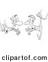 Vector of a Cartoon Cartoon Black and White Outline Design of Trapeze Artists Performing - Coloring Page Outline by Toonaday