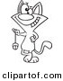 Vector of a Cartoon Cat Swinging a Computer Mouse - Outlined Coloring Page by Toonaday