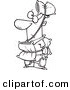 Vector of a Cartoon Cautious Man Wearing Pillows - Coloring Page Outline by Toonaday