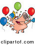 Vector of a Cartoon Celebrating New Year Pig with Balloons and a Horn by Toonaday