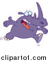 Vector of a Cartoon Cheerful Rhino Running by Toonaday