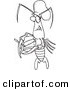 Vector of a Cartoon Chef Crawdad Using a Mixing Bowl - Coloring Page Outline by Toonaday