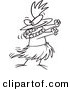 Vector of a Cartoon Chicken Hula Dancing - Outlined Coloring Page by Toonaday