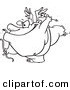 Vector of a Cartoon Chubby Cupid Smoking a Cigar - Outlined Coloring Page Drawing by Toonaday