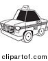Vector of a Cartoon City Taxi Cab - Outlined Coloring Page by Toonaday