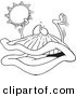 Vector of a Cartoon Clam Playing a Clam Playing a Tambourine - Coloring Page Outline by Toonaday