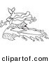 Vector of a Cartoon Clam Playing a Clam Surfing - Coloring Page Outline by Toonaday