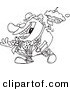 Vector of a Cartoon Clown Throwing a Pie - Coloring Page Outline by Toonaday