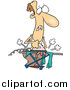 Vector of a Cartoon Clueless White Man Ironing Laundry by Toonaday