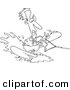 Vector of a Cartoon Clumsy Man Water Skiing - Coloring Page Outline by Toonaday
