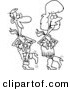 Vector of a Cartoon Couple Line Dancing - Outlined Coloring Page by Toonaday