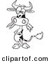 Vector of a Cartoon Cow Eating Carrots with Arms Crossed - Coloring Page Outline by Toonaday