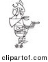 Vector of a Cartoon Cowboy Balanced on His Spurs During a Hold up - Outlined Coloring Page by Toonaday